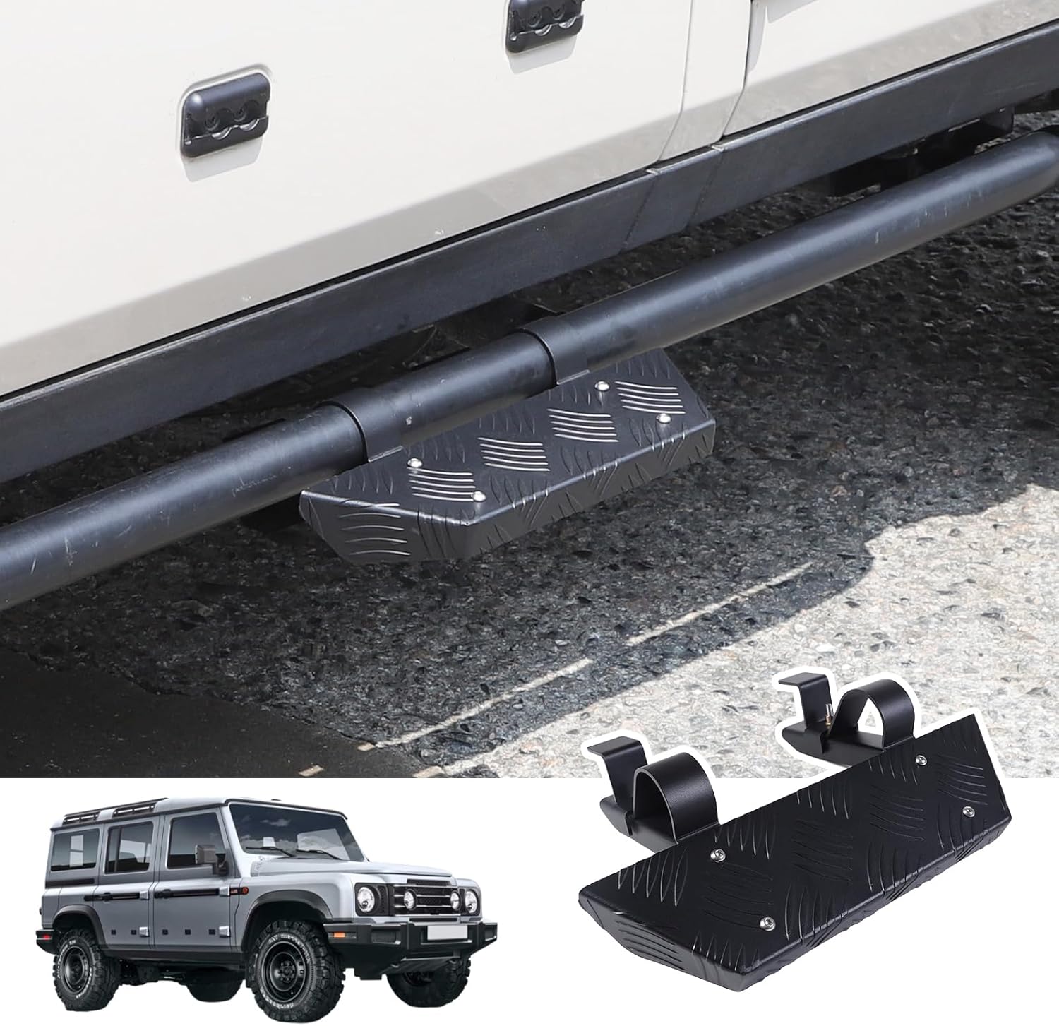 Car Side Expansion Pedals INEOS Grenadier 2020-2024 Carbon Steel Anti-Slip Door Pedal Running Boards Adding Boarding Steps