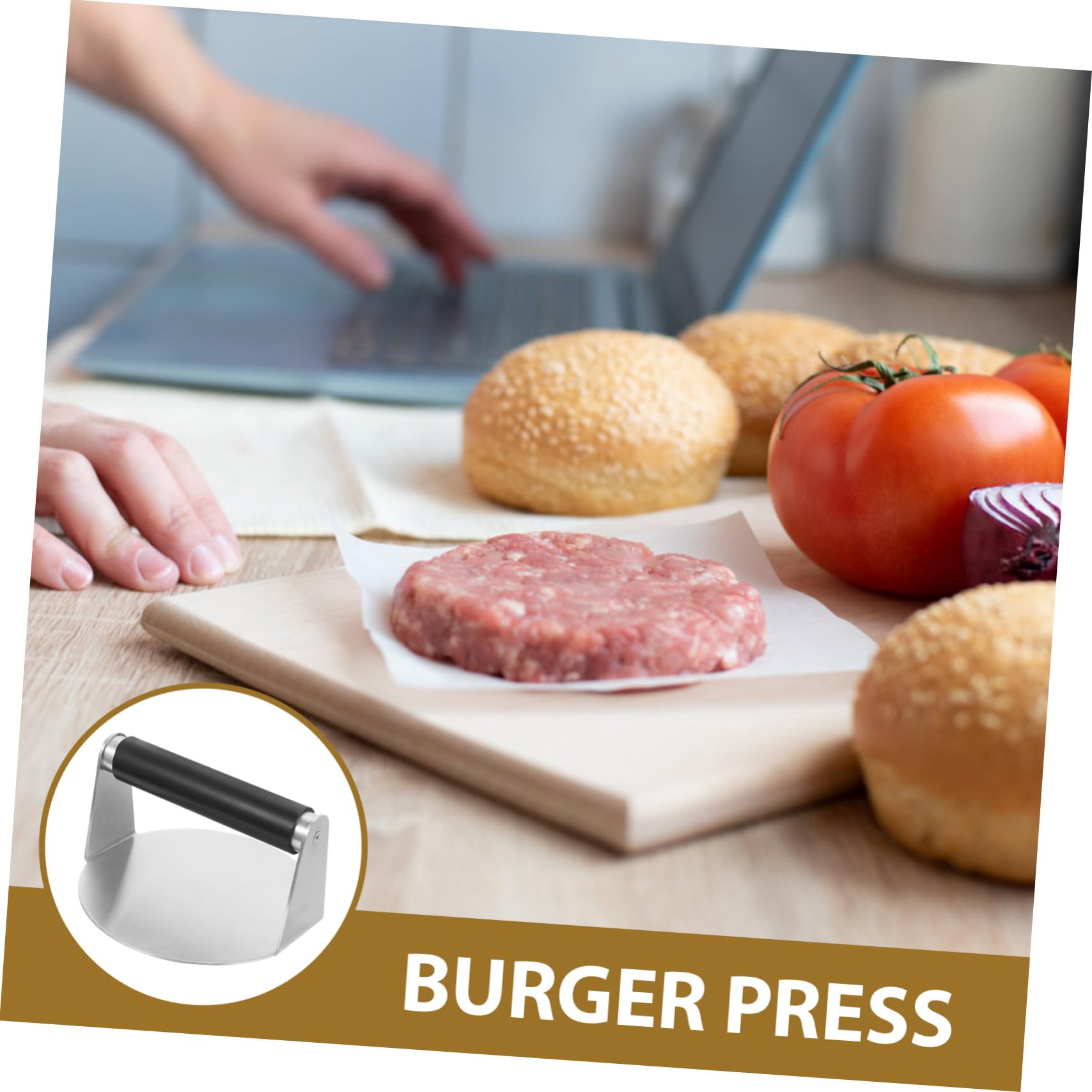 Edelstahl Pressfleischform mit Griff, Robuste Küchengerät für Burger