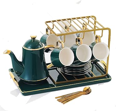 20-Piece Tea Set,Europe Style Porcelain coffee cup set/teapot Set/tea Cup with Filter  Asian Tea Set  for Tea Lover/Women/MenA