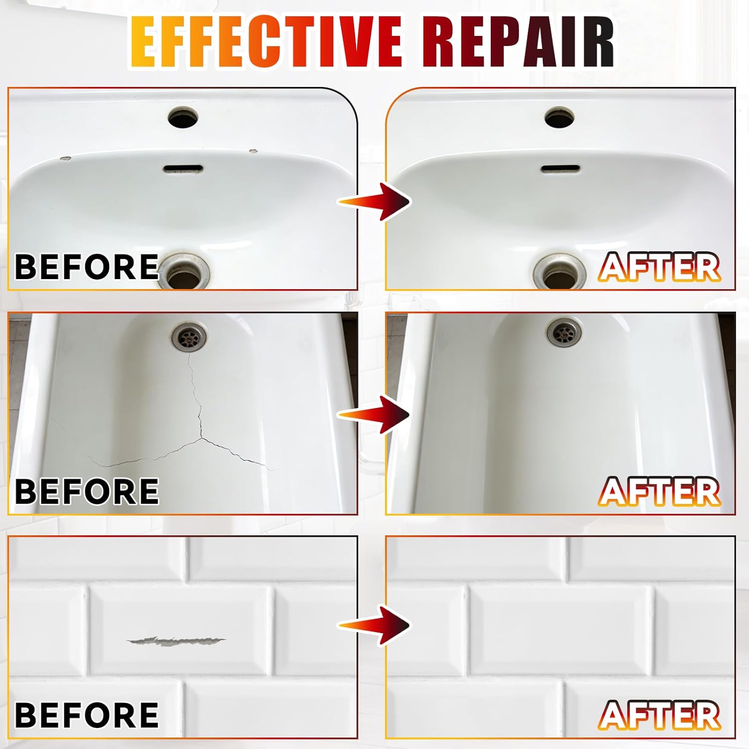White Tub and Tile Touch-Up Paint,Semi-Gloss Waterproof Porcelain Repair Paint for Bathtubs, Sinks & Tiles, Covers Scratches Chips on Enamel and Acrylic