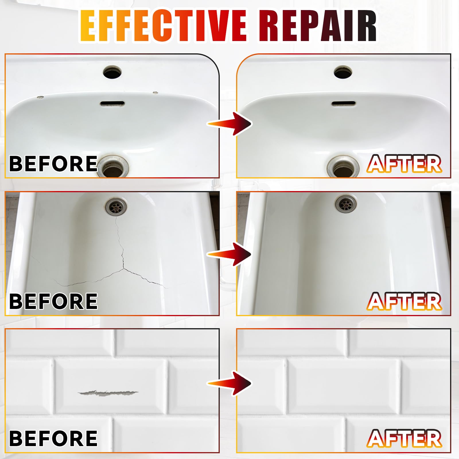 White Tub and Tile Touch-Up Paint,Semi-Gloss Waterproof Porcelain Repair Paint for Bathtubs, Sinks & Tiles, Covers Scratches Chips on Enamel and Acrylic - 2