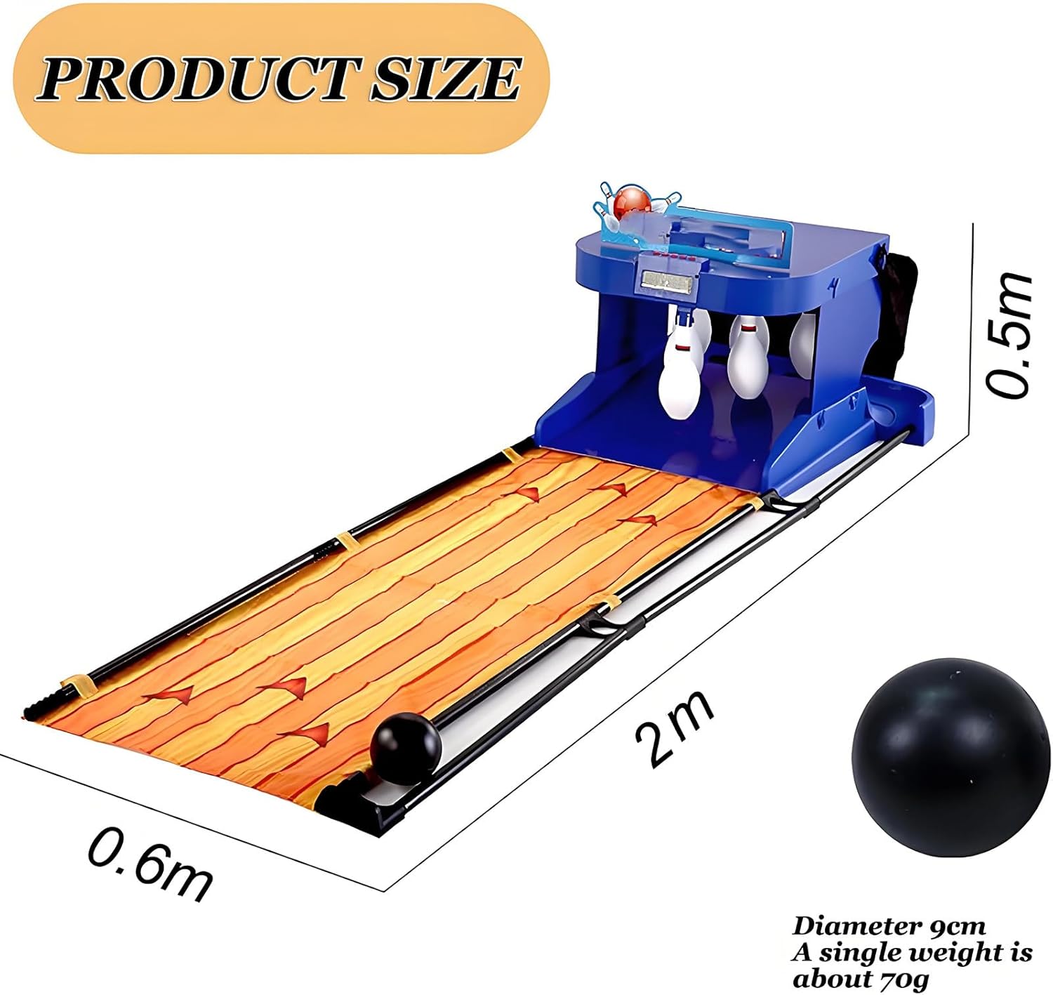 200cm Indoor Bowling Ball Sports Machine,Portable Electric Bowling Set,Foldable Electronic Bowling Alley Game with LED Scoreboard,Automatic Reset