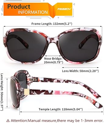 FEISEDY Polarized Sunglasses for Women Classic Vintage Square Wraparound UV400 Protection Shade B0309