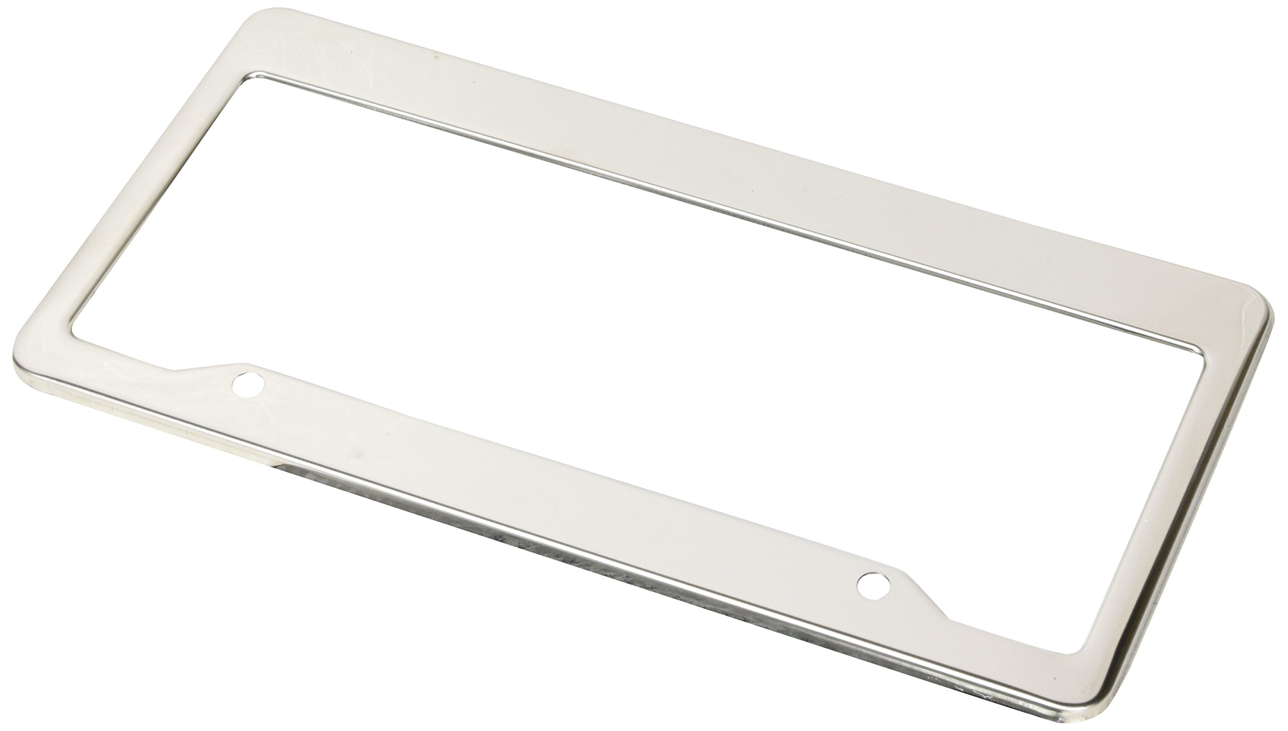 Lumenon License Plate Frame Stainless Steel Polished 2 Pack with Two Holes and Chrome Screw Caps