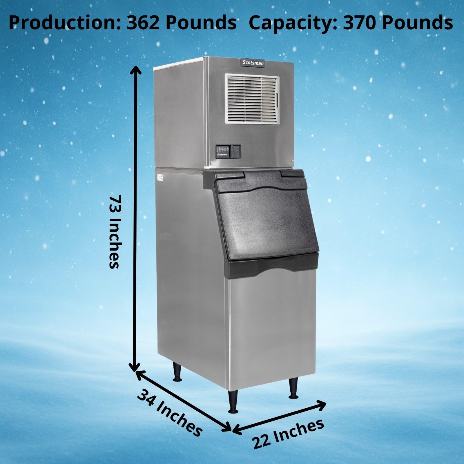 Scotsman Prodigy Elite Medium Cube 22" Ice Maker - 362 Lb/Day, 370 Lb Storage Bin on Fridge.com - View 3