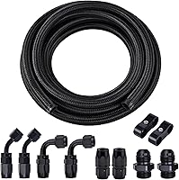 EVILENERGY 10AN Nylon Braided Fuel Line Kit - 10FT Black CPE Hose, E85 Compatible Swivel Fittings, 625PSI High Pressure