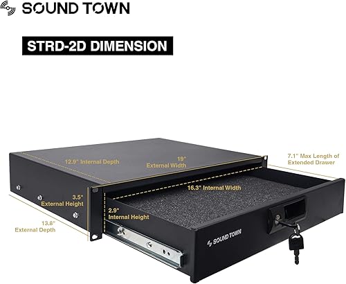 Miniatura 6 de Sound Town Caja ATA de alta calidad de 12" (12 mm) de madera contrachapada 12U PA DJ Pro Audio RackRoad ATA con mezclador inclinado de 12U, cajón de