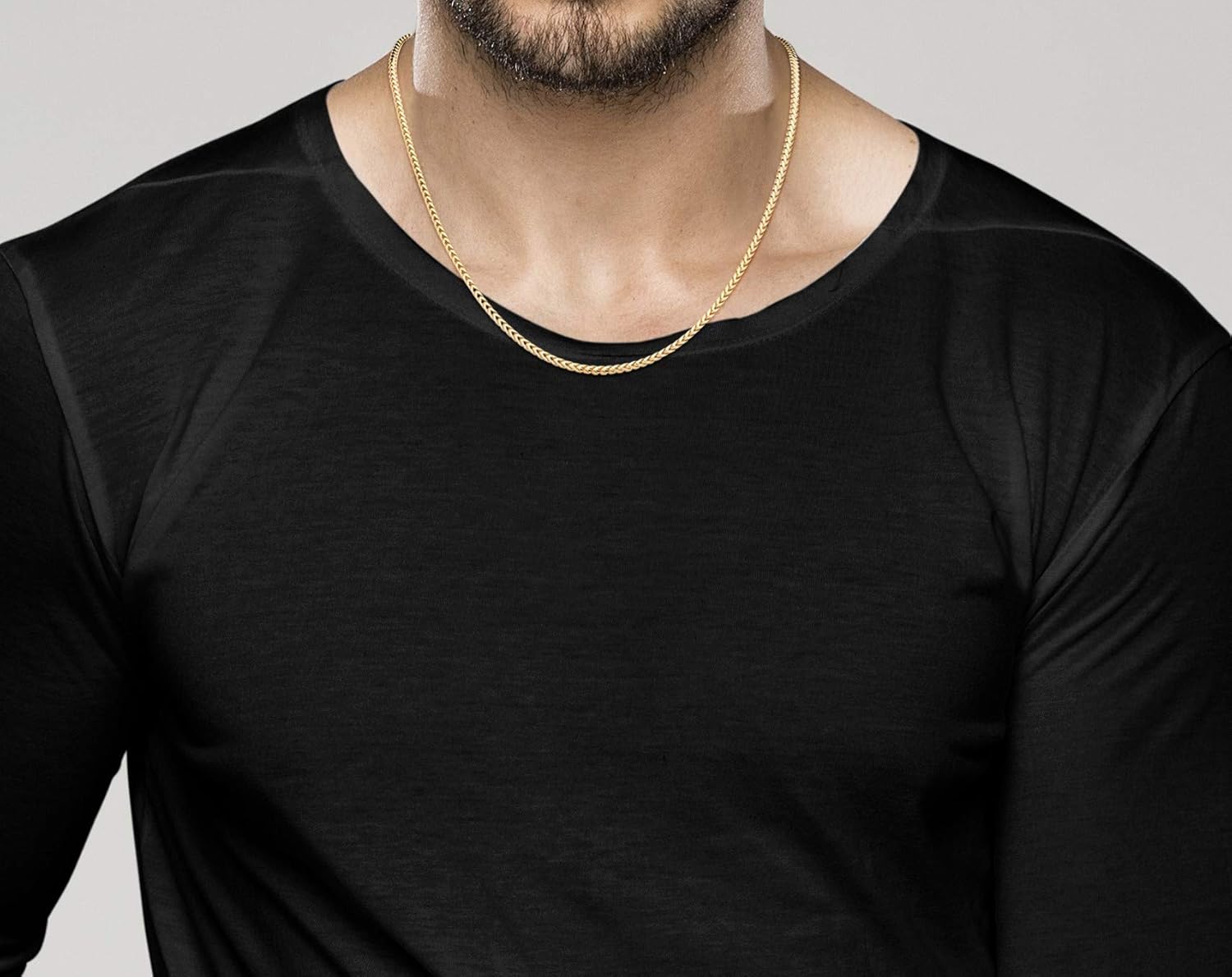 Miabella Solid 925 Sterling Silver, 18Kt Gold Plated Italian 2.5mm Franco Square Box Link Chain Necklace for Men, Made in Italy