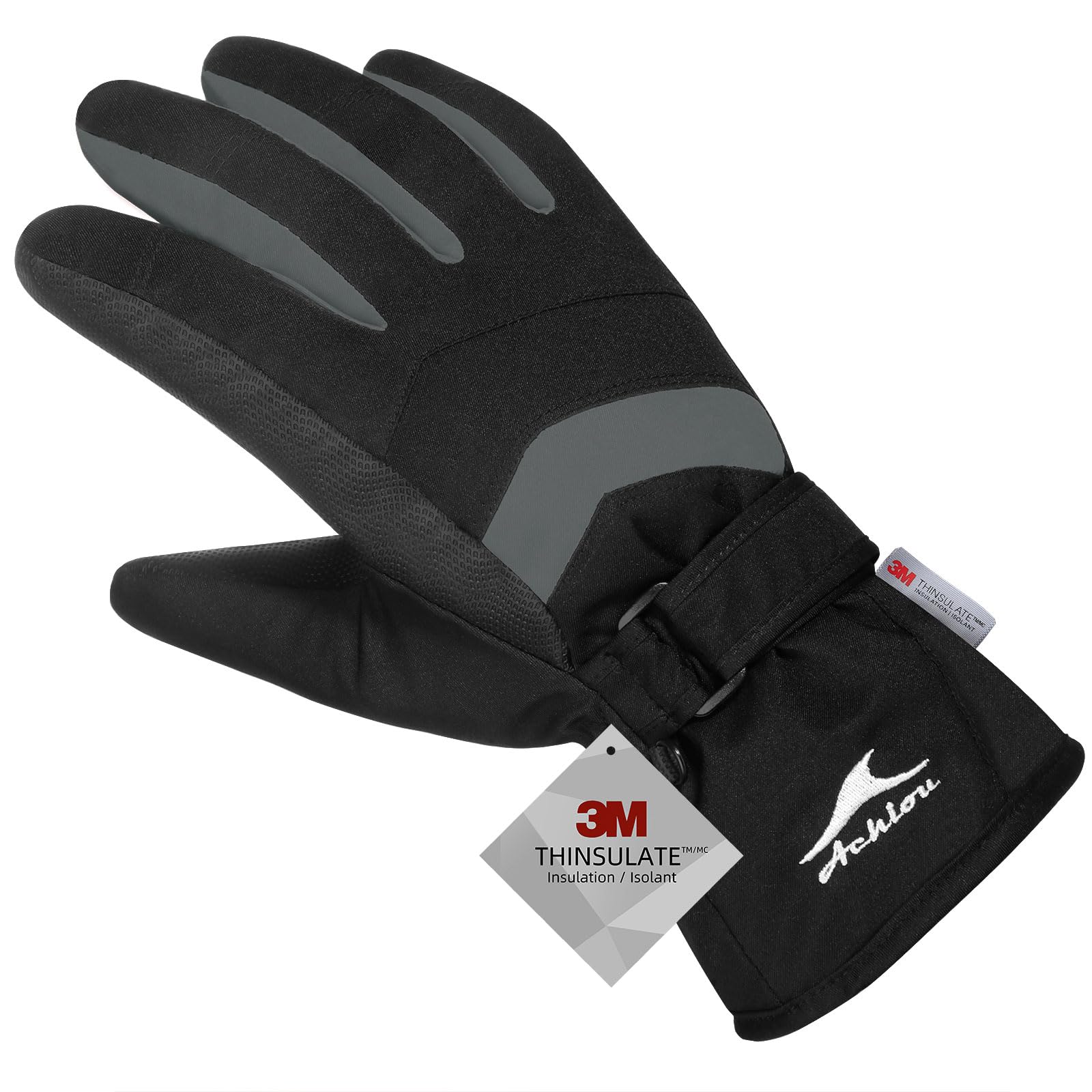 Achiou Gants de ski d'hiver chauds 3M Thinsulate imperméables pour écran tactile homme femme