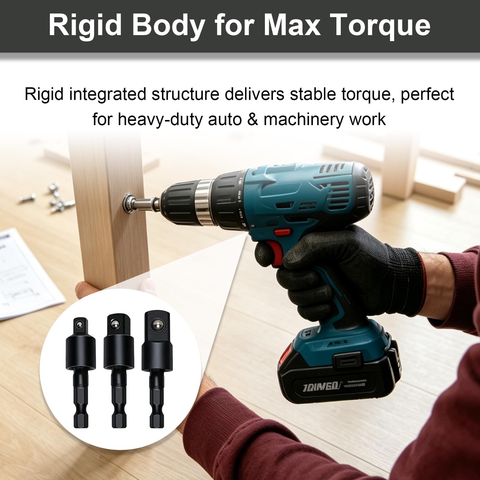Right Angle Drill Adapter Set 7 Pcs, 1/4 3/8 1/2 Impact — Amazon image 6