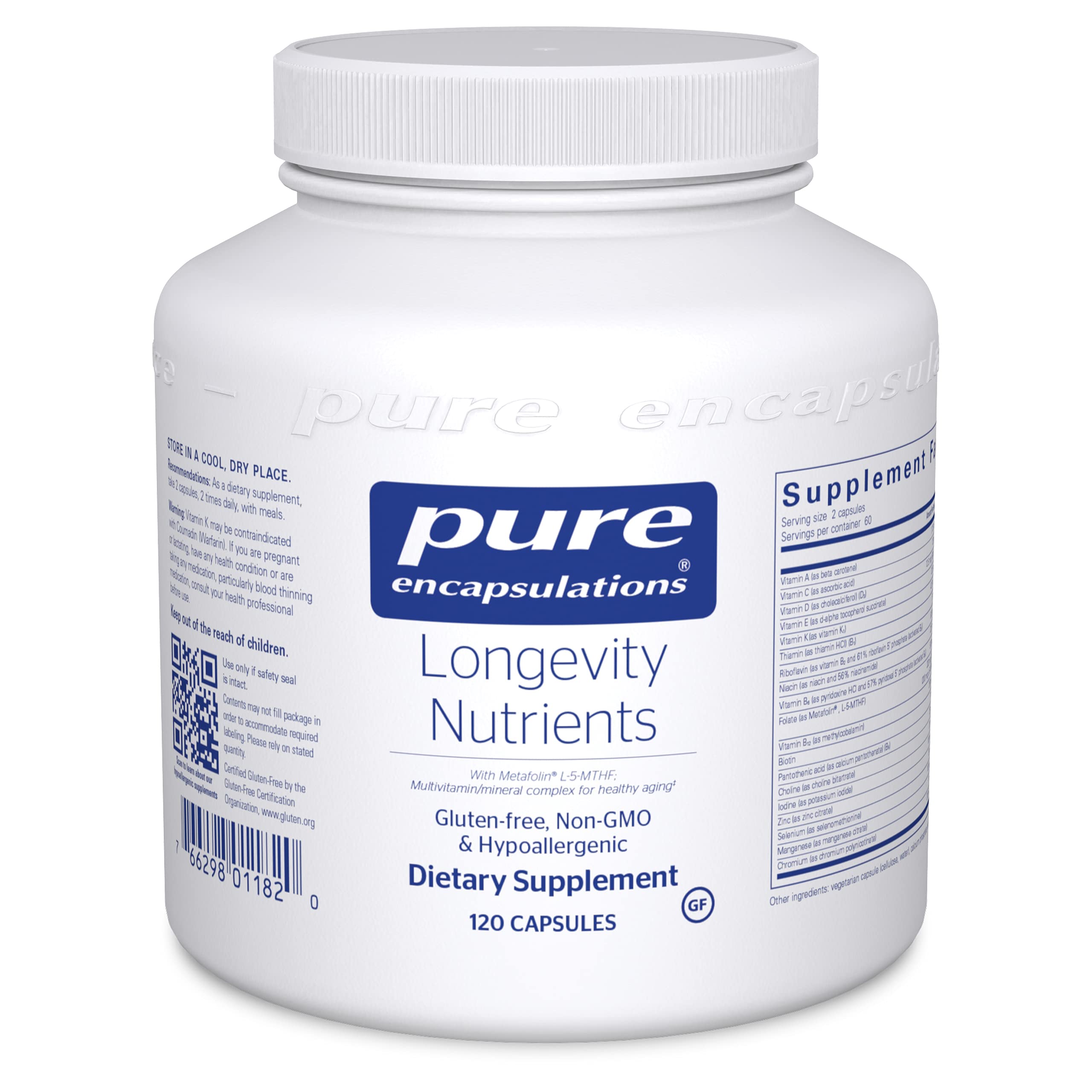 Pure Encapsulations - Longevity Nutrients - Multivitamin/Mineral Complex for Healthy Aging* - 120 Capsules