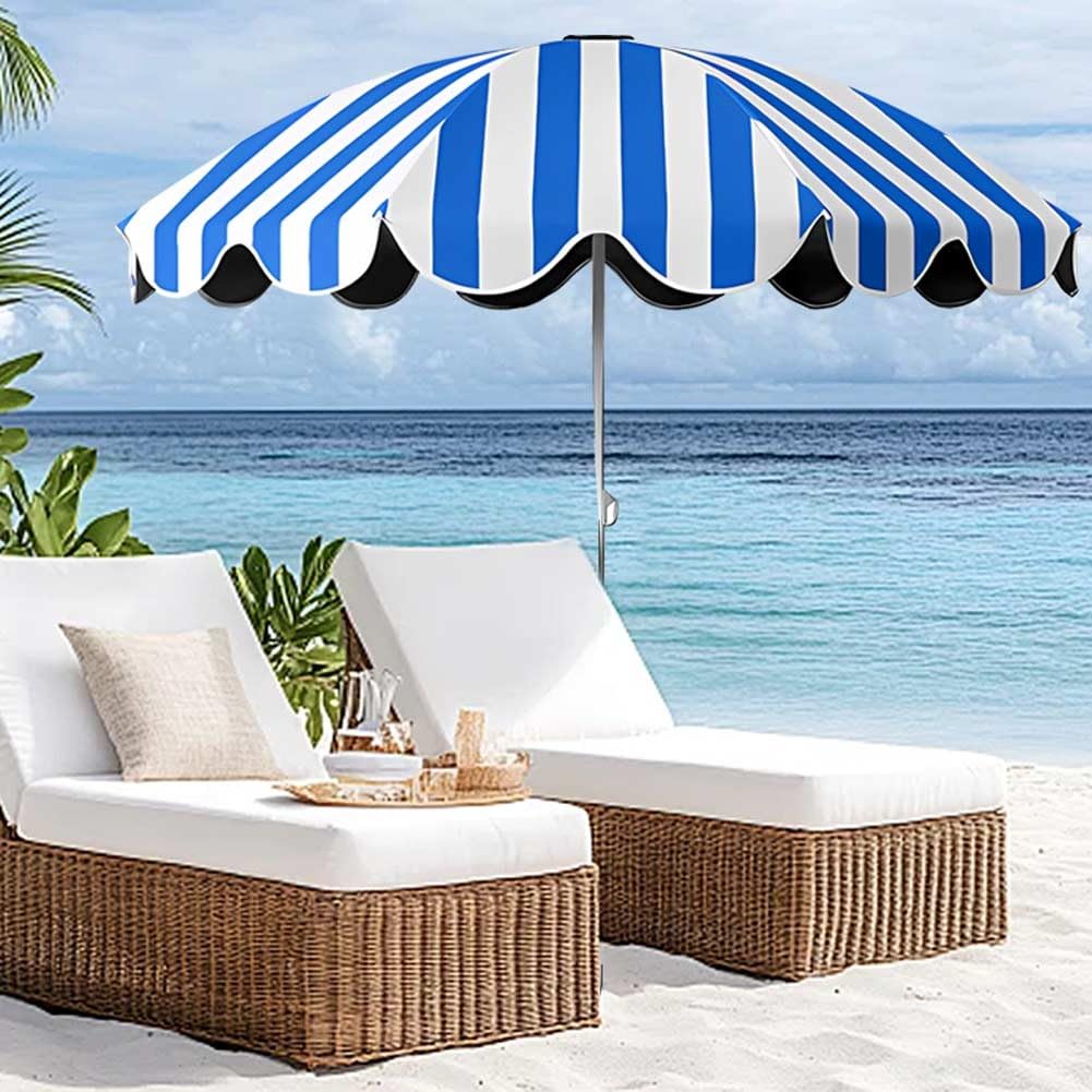 Przenośny parasol plażowy 1,5 m z regulacją wysokości UPF 50+ parasol zewnętrzny na kemping przy basenie, ogród, lekka konstrukcja w paski