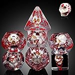 Blood Skull DND Dice, DNDND Skull Resin Dice Set with Velvet Pouch for Dungeons and Dragons DND Role Playing Games and Tabletop Games (Blood Skull with Red Num)