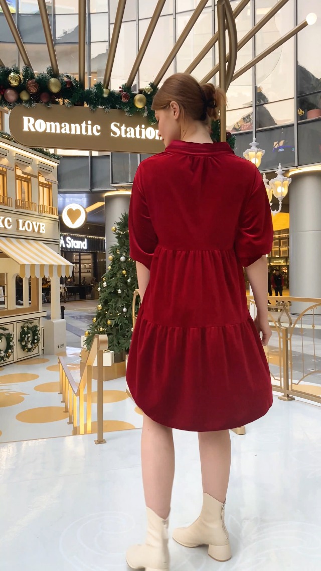 EZAPINE Womens Velvet Button Down T Shirts Swing Mini Dress Casual Puff  Sleeves Lapel Tunic Tops Brown at Amazon Women's Clothing store