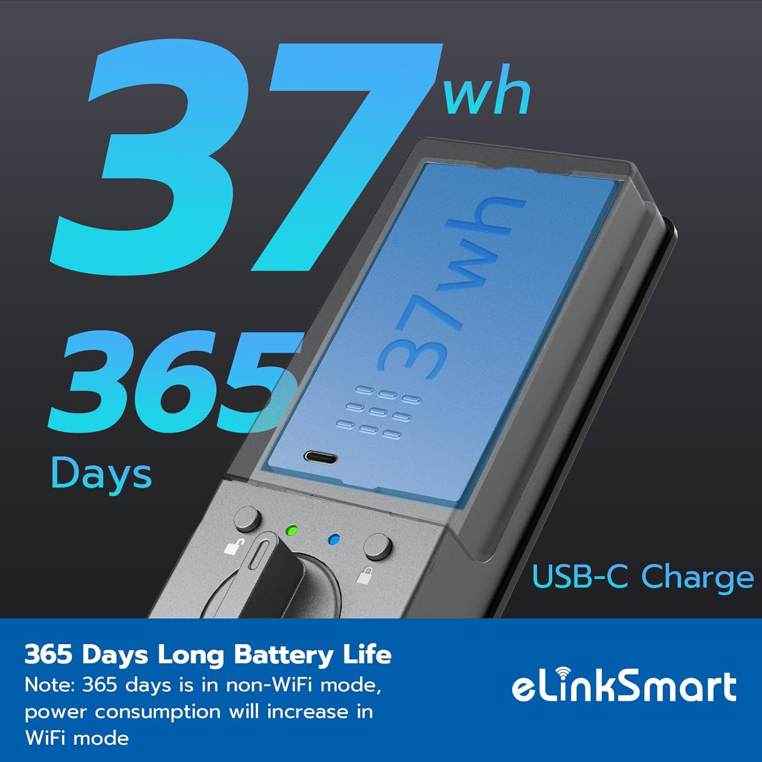 eLinkSmart Palm Vein Smart Door Lock Built-in WiFi, 6 in 1 Keyless Entry Door Lock with App Remote Alexa Control Auto Lock Rechargeable Battery, Waterproof Front Door Deadbolt No hub No Drilling