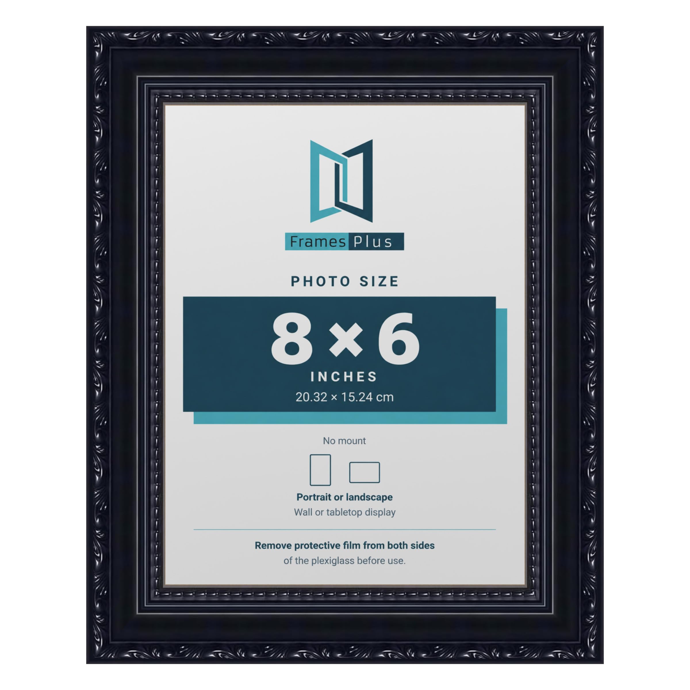 FramesPlus ORNATE Shabby Chic 8x6 Picture Frame, Black — image 1