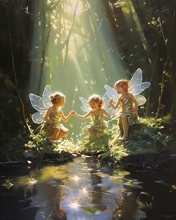Paint by Number for Adults, Bubbling Brook Fairies, Adult Crafts Paint by Numbers for Kids Ages 8-12 Girls, DIY Handmade Gifts 16x20 inch