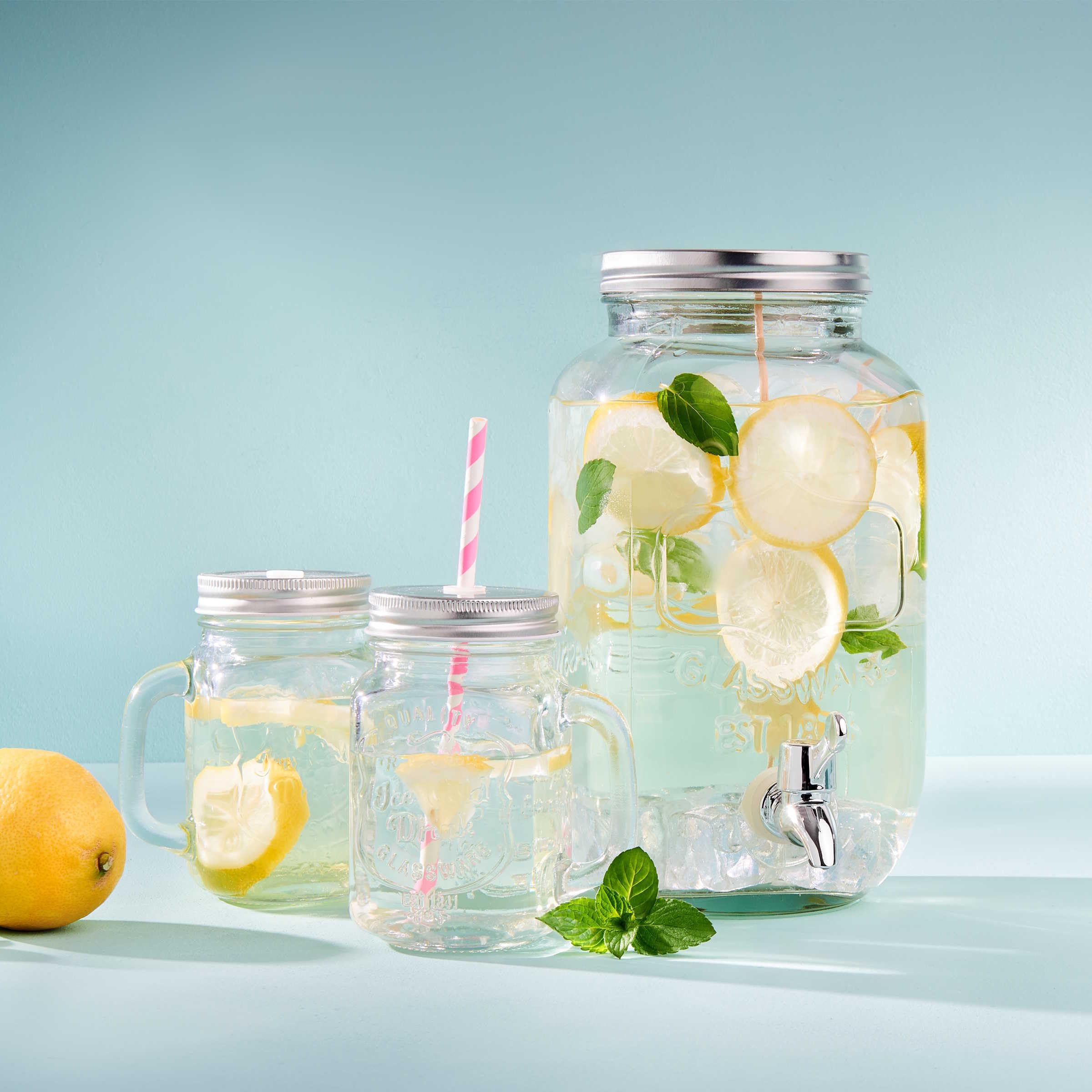 SHZMJL Getränkespender Aus Glas 3 Liter - Limonadenspender Für Partys & Events