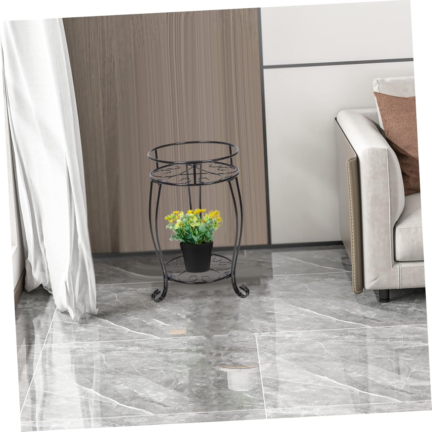 POPETPOP Double Layer Metal Plant Stand Stylish Flower Pot Rack for Outdoor and Indoor Use Elegant Design for Garden Patio and Home Decor House Plant Holder