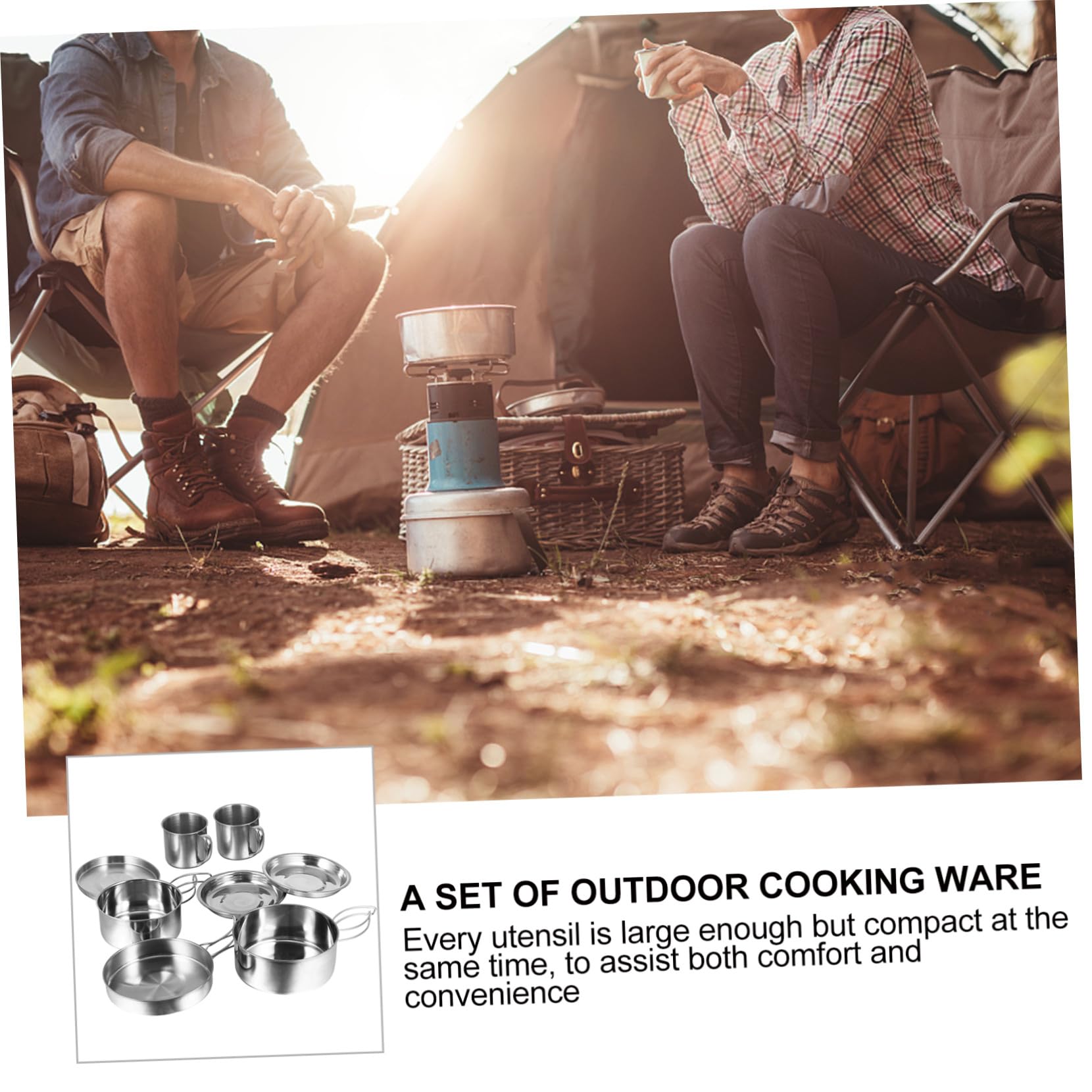 8 in Inossidabile con Manici Pieghevoli Pentole e Gavette per Persone Accessori per Outdoor per Escursioni Bbq e Altre Attività Allaperto