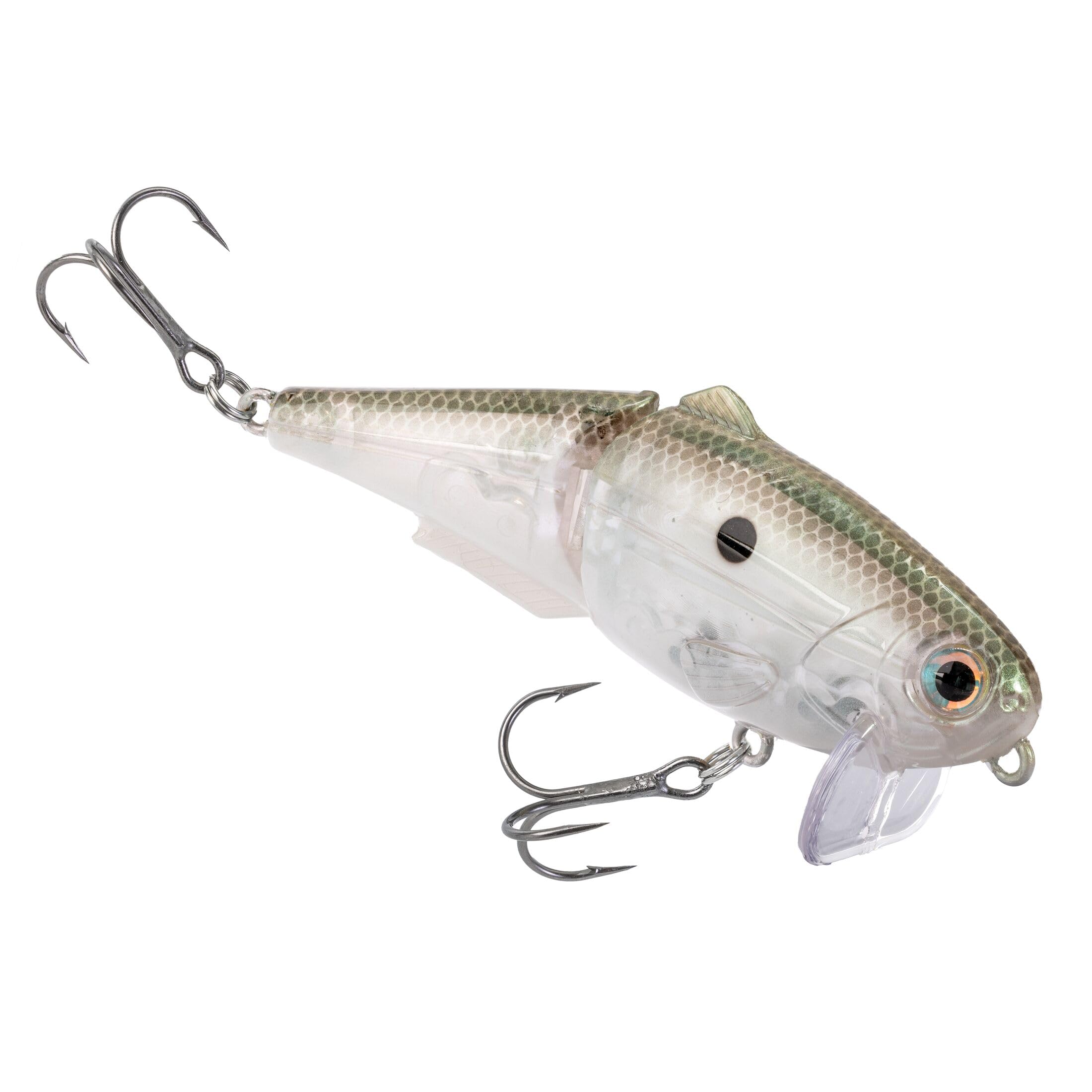 Strike King (HCWS2-568) Wake Shad Angelköder, Einzelgelenk, schwimmender Topwater Wakebait, Größe 2, Drillingshaken, grüner Gizzard Shad