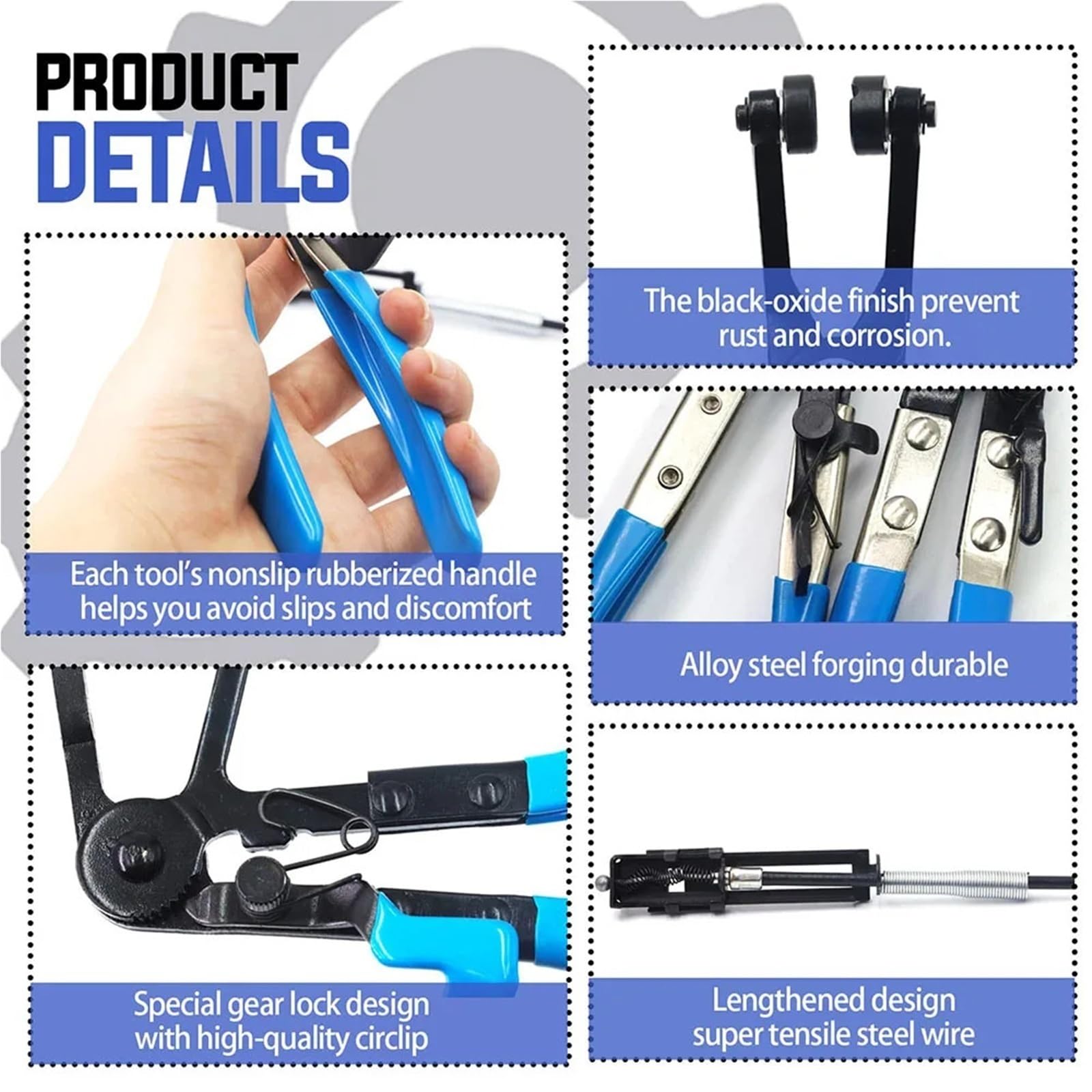 9pcs Trim Removal Tool Wire Long Reach Hose Clamp Pliers Set Fuel Oil Water Hose Auto Tools With Box For Car