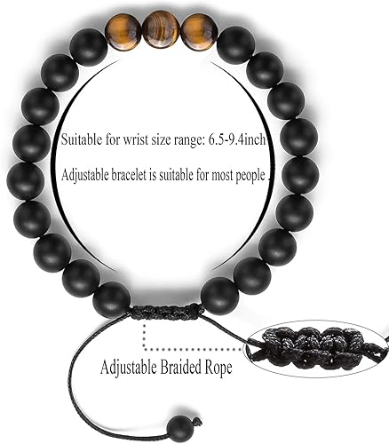 Miniatura 3 de Pulsera elástica Hamoery con cuentas naturales de ojo de tigre de 8 mm, para mujer y hombre