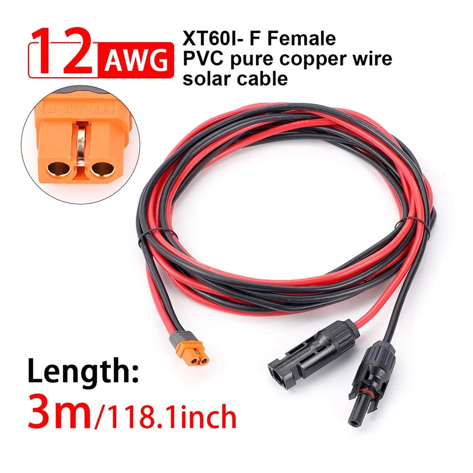 Złącze solarne do XT60I- F adapter 12AWG CableConnect kabel do ładowania panelu słonecznego