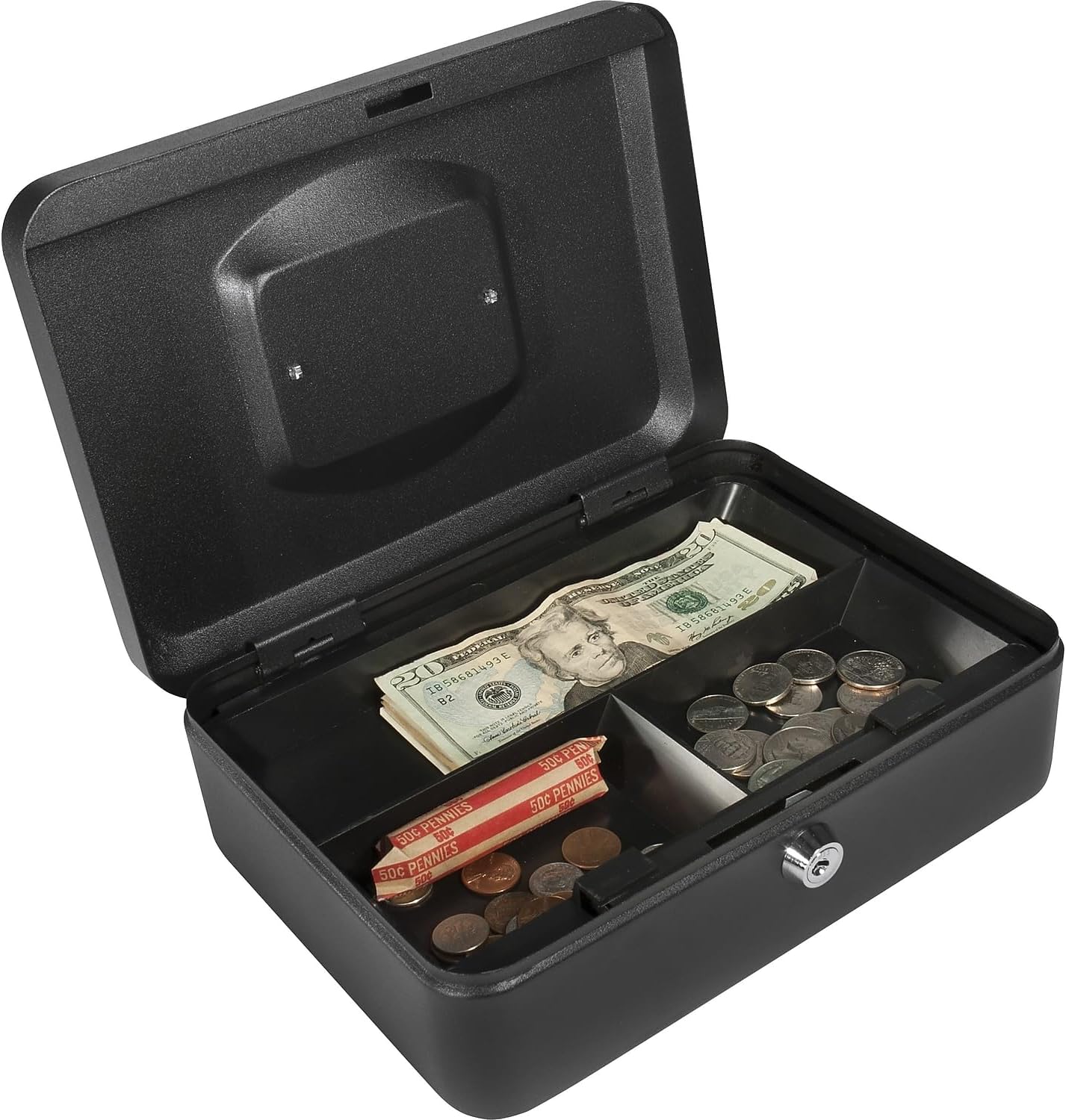 BARSKA 10-Inch Cash Box with Key Lock , Black