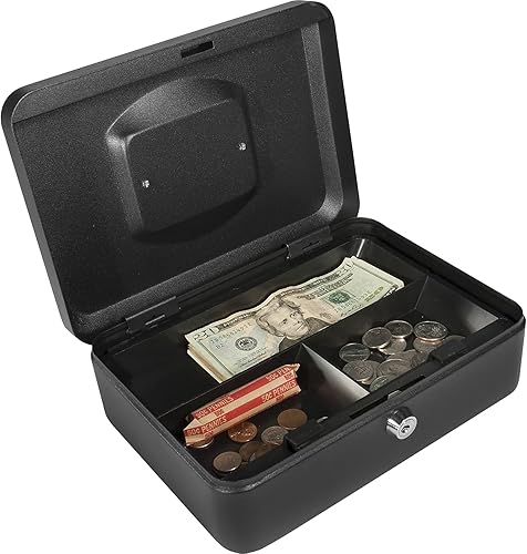 Miniatura 2 de BARSKA Caja de efectivo de 10 pulgadas con cerradura de llave, color negro