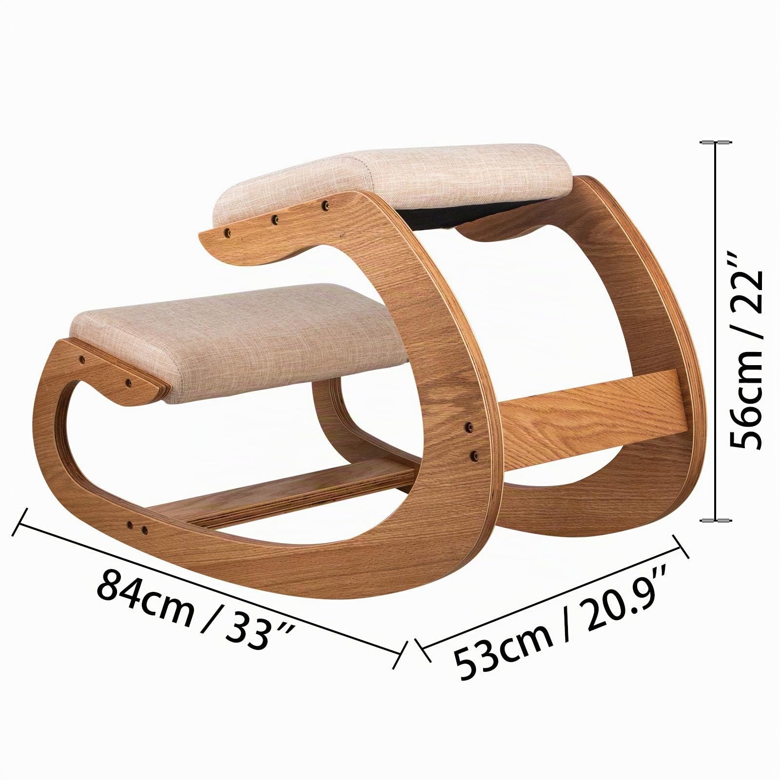VEVOR ergonomischer Hocker Kniehocker mit Hüftpolster, Gesundheitsstuhl für Zuhause, Kniestuhl zur Verbesserung der Rückenschmerzen Nackenschmerzen Lindern & Körperhaltung (Weiße Eiche)