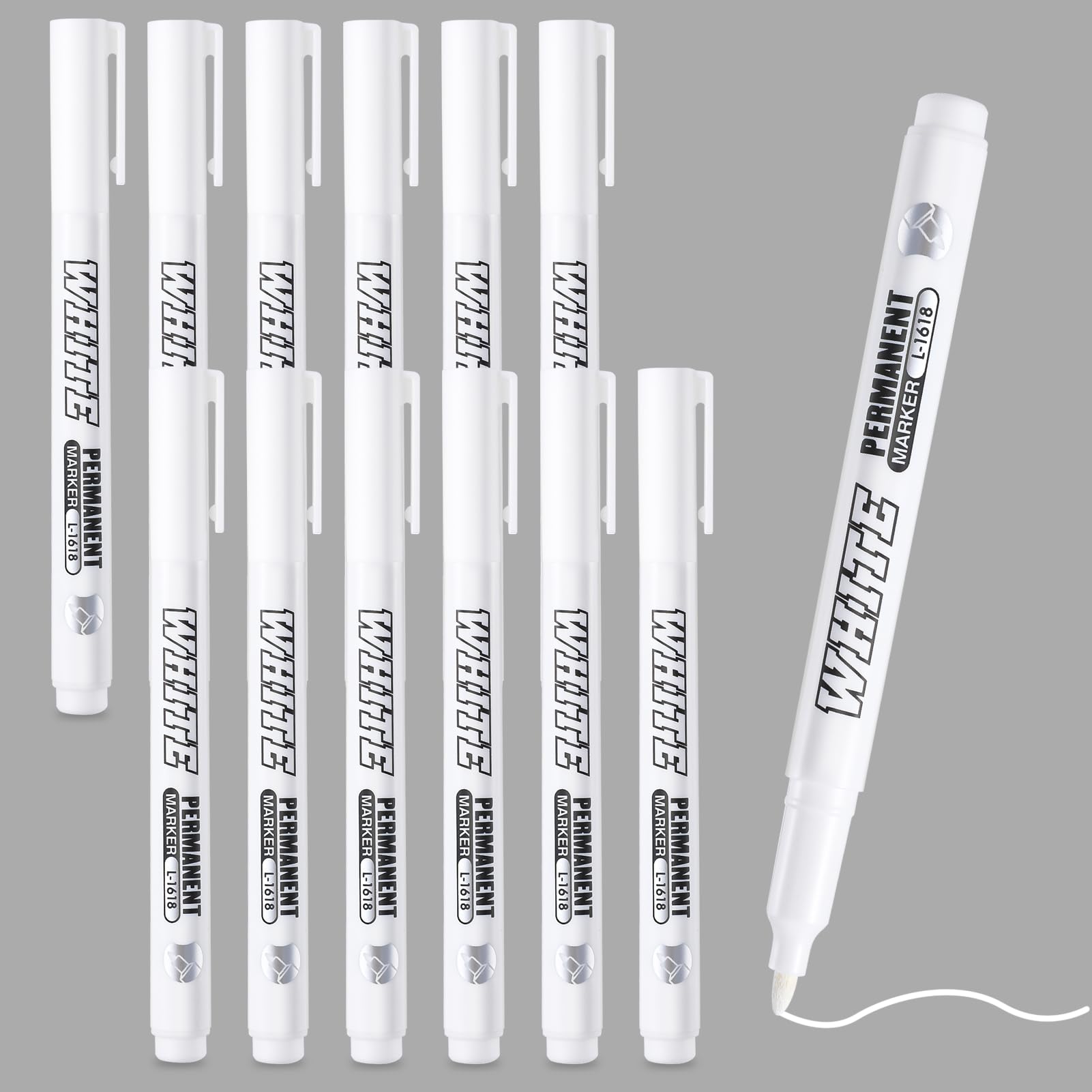 12 Piezas Rotulador Blanco Permanente Fieltro Blanco Marcador Permanente Fieltro Acrílico Indeleble Secado Rápido Punta de 1-2 mm para Madera, Vidrio, Piedra, Plástico, Cerámica, Textil