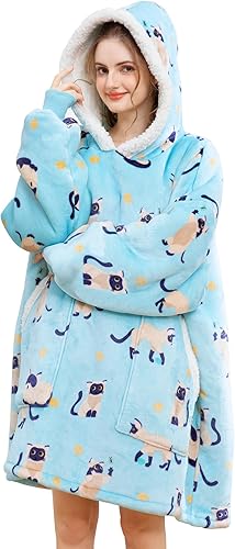Miniatura 26 de Kipswiza Manta Ponible con Capucha para Mujeres y Hombres, Sudadera de Mantas con Capucha de Sherpa Suave y Acogedora Extragrande como Regalos