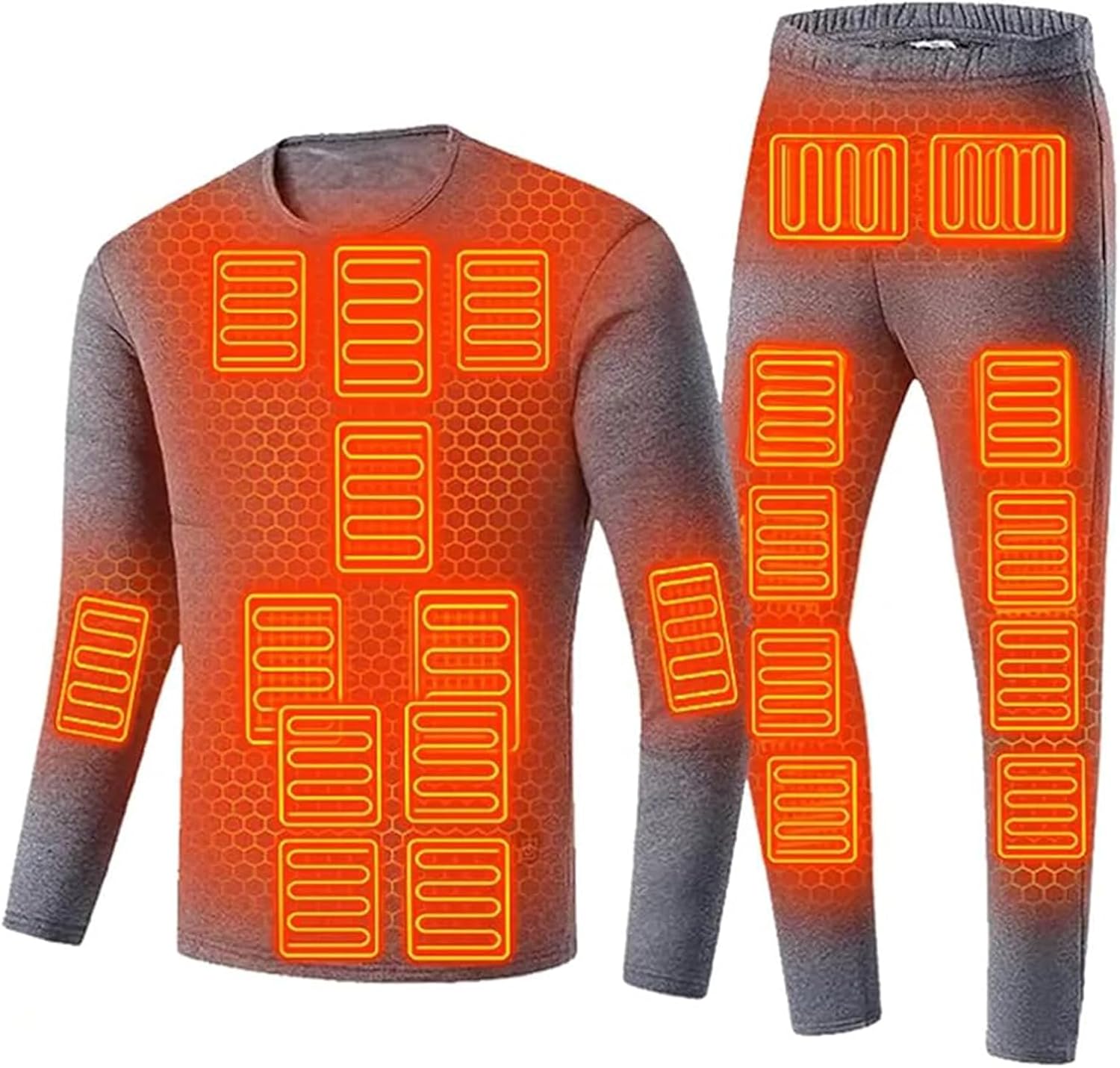 22 Areas Electric Thermal Underwear Set,Ski Heating Body Suit 3 Gear Temperature for Man Motorcycle Clothing