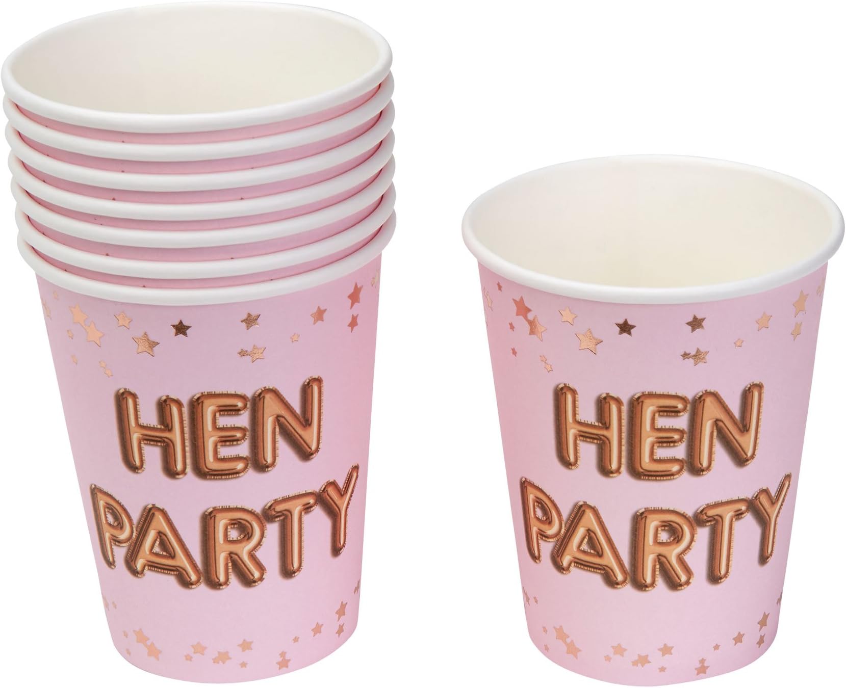 Neviti773512 Glitz and Glamour Hen Party Paper Cups, Pink/Rose Gold