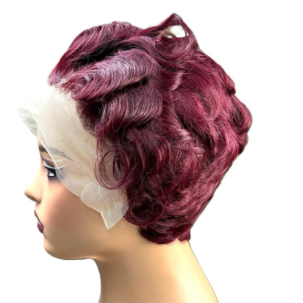 Haarpflege Burgunderrote Kurze Bob-Echthaar-Perücken 13 X 4 Transparente Spitze-Front-Perücke Für Schwarze Frauen(2)