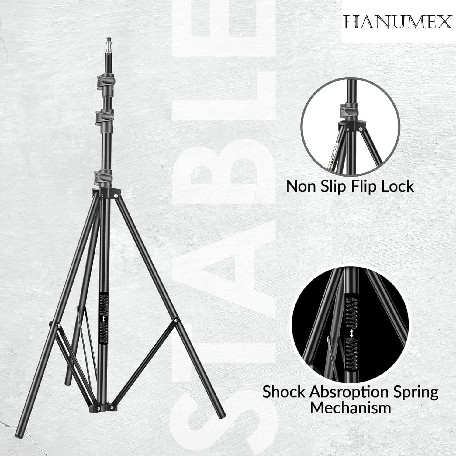 Hanumex 9FT Heavy-Duty Portable Light Stand – Adjustable Tripod for Ring Light, Softbox, Reflector, Flash, Diffuser & Studio Lighting – Perfect for Indoor/Outdoor Photography & Video Shoots 2