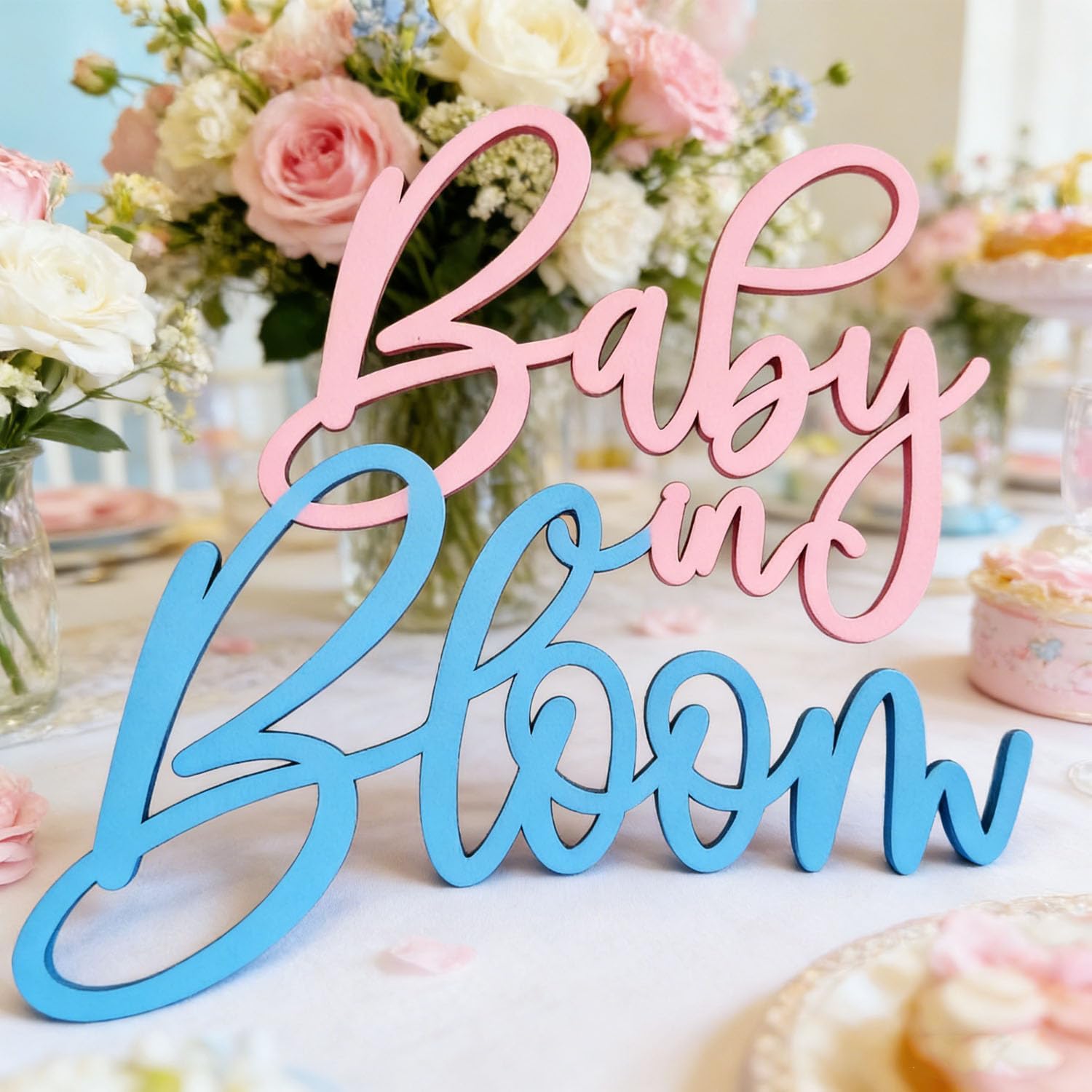 Baby in Bloom Wooden Sign, Baby Shower Backdrop Decoration,Gender Reveal,Pregnancy Announcement, Nursery Wall Decor,for Boy or Girl Theme Photo Props Decor