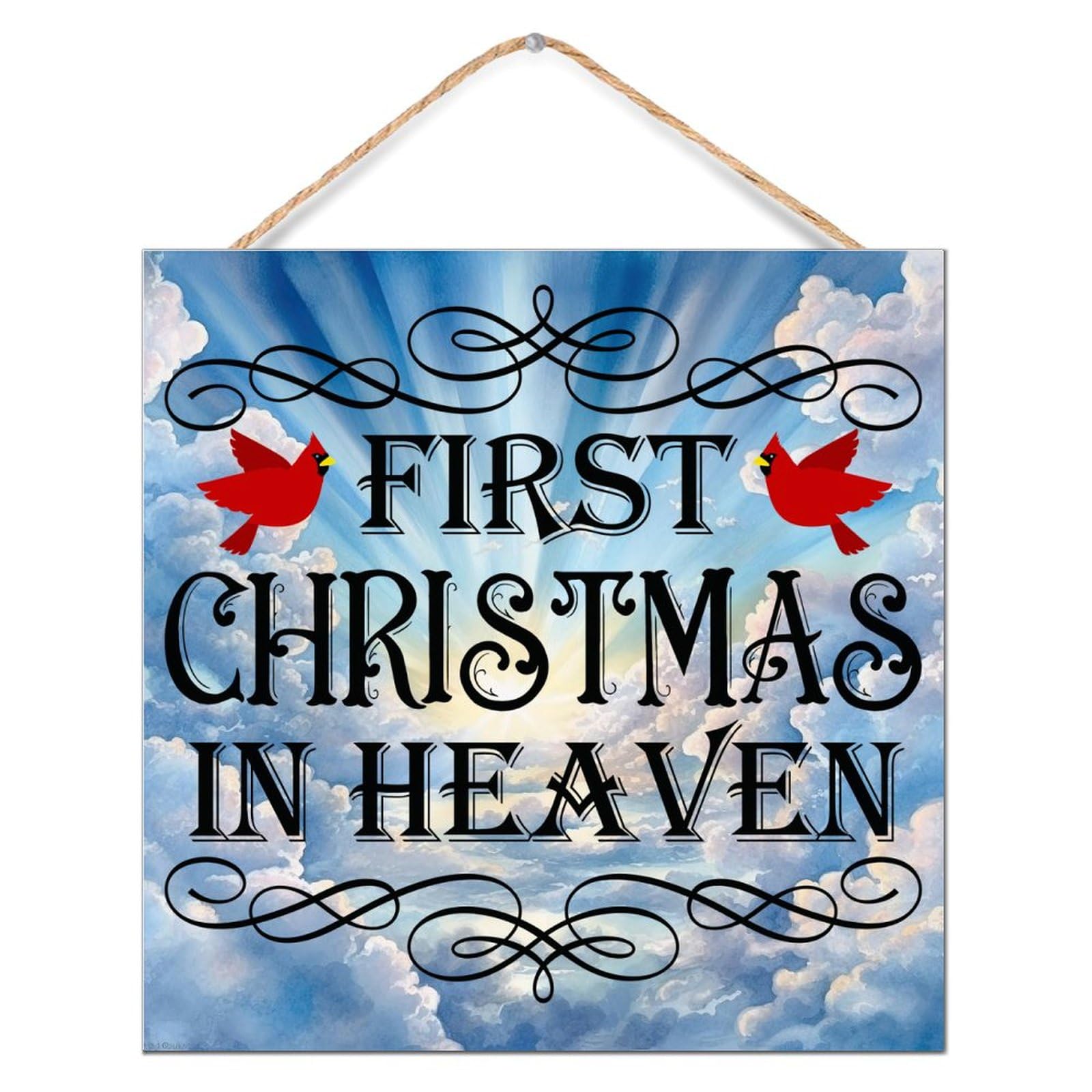 Letrero de madera First Christmas in Heaven adorno rústico de mesa padre amado