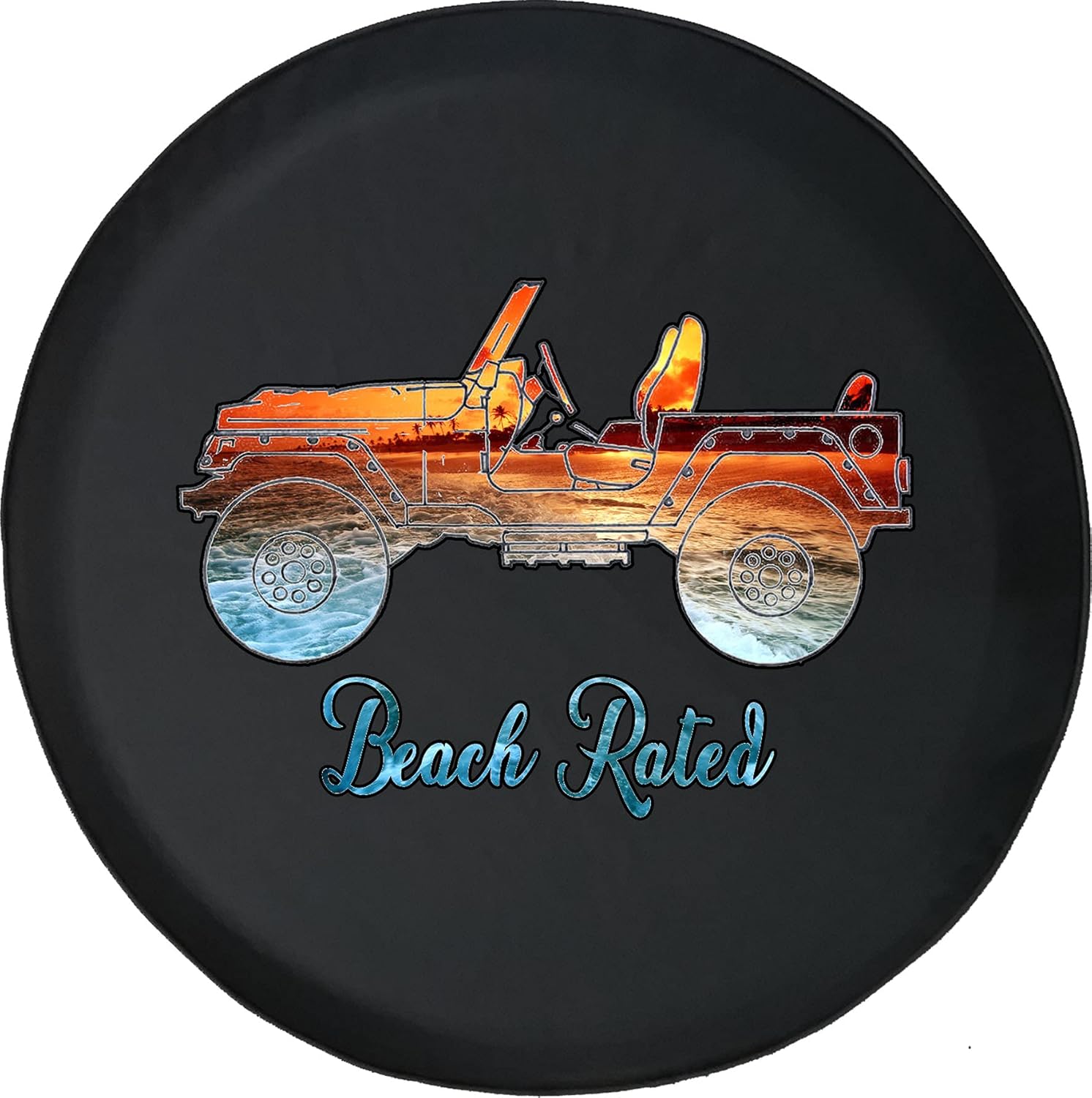 Spare Tire Cover Official Military Black Accessories for Trailers Trucks SUVs RV Campers 35 Inch