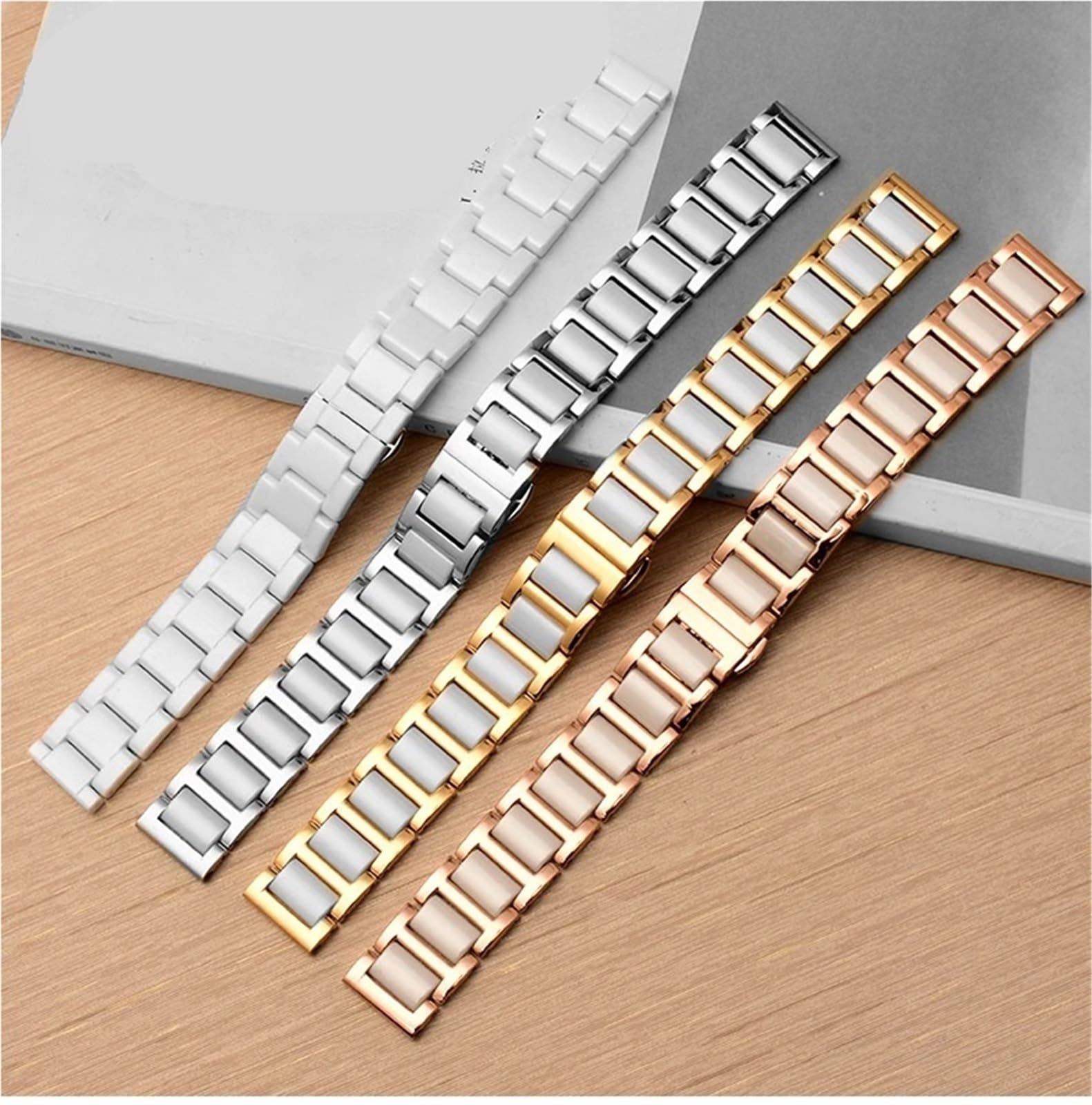 Bracelet de Montre en céramique Compatible avec Les Montres connectées et à Quartz (Noir et Blanc 20 mm)