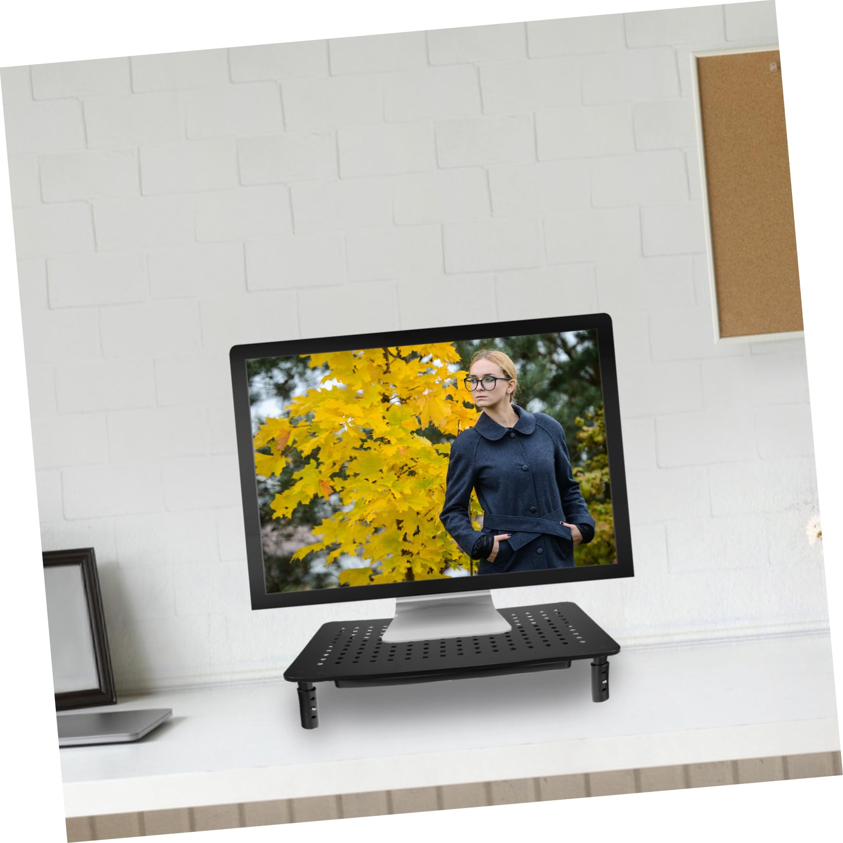 Tofficu 1 Stück Monitor Riser Rack mit Höhenstufen Höhenverstellbare Halterung für Computerbildschirme Metallstruktur Platzsparendes Design zur Verbesserung der Ergonomie Am Arbeitsplatz