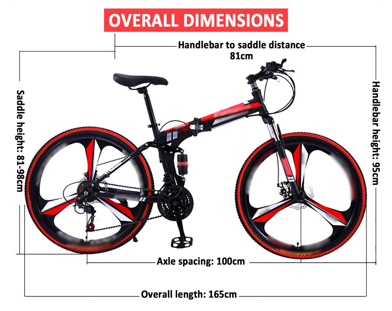 VTT Pliant 24 Ou 26 Pouces, 21 Vitesses, Cadre en Acier À Haute Teneur en Carbone, Roues À Six Lames, avec Double Suspension, Vélo Pliable pour Hommes Et Femmes