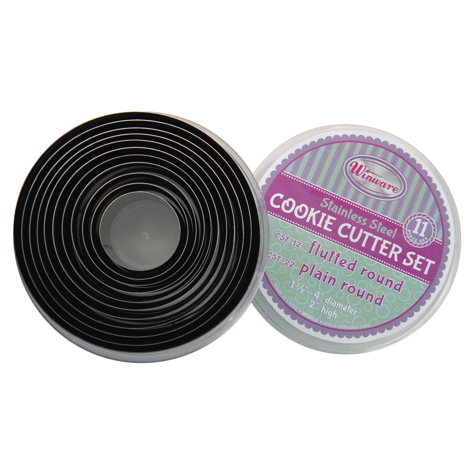 Winco CST-22 Lot de 11 emporte-pièces ronds en acier inoxydable Argenté