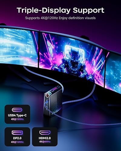 Miniatura 7 de ACEMAGICIAN Mini PC S3A, Ryzen 7 8745HS hasta 4.9 Ghz, 16 GB DDR5 512 GB NVMe SSD Mini computadoras con gráficos AMD Radeon 780M, luces