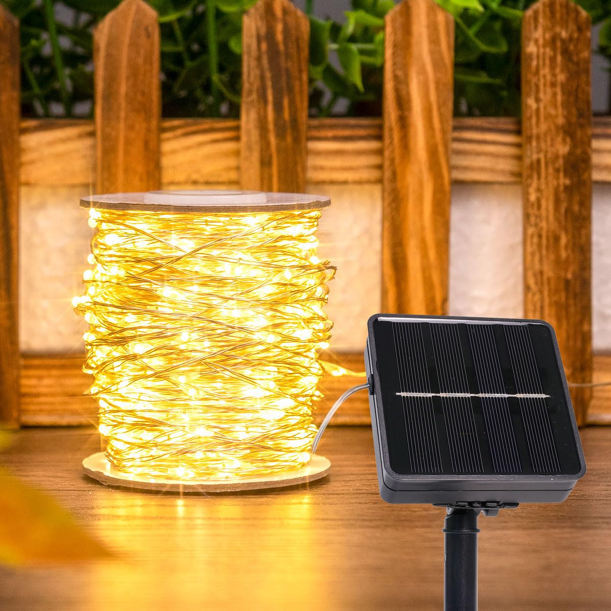PCORES Solar String Lights Outdoor, 12M/40Ft 240 LED Fairy Lights - 2X Brighter Warm White, 8 Lighting Modes, Ultra-Dense Christmas Lights Waterproof Silver Copper Wire - for Patio, Garden, Christmas