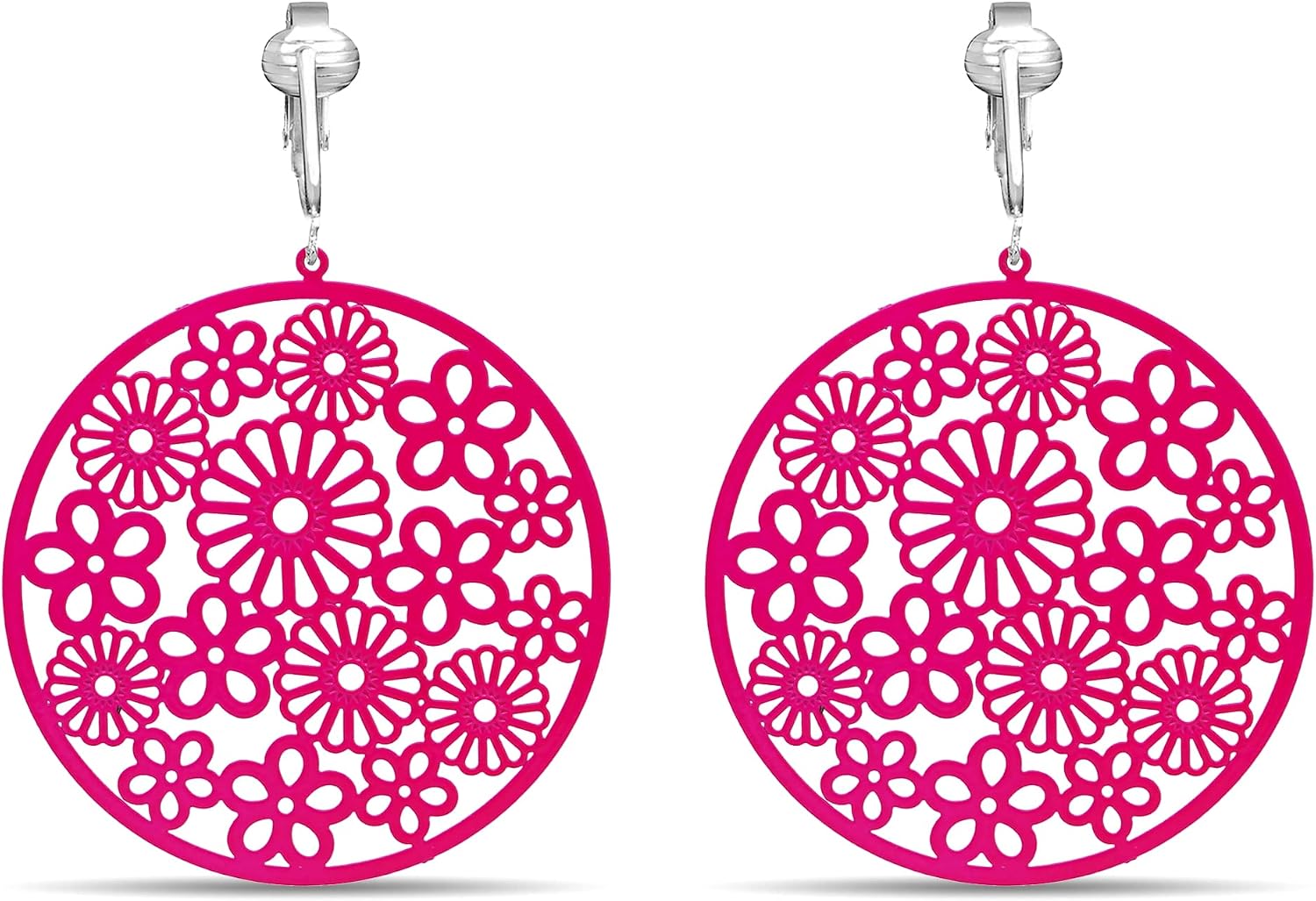 Aloha Earrings - Victorian Filigree Clip On Earrings for Women - Non Pierced Dangle Fashion Jewelry