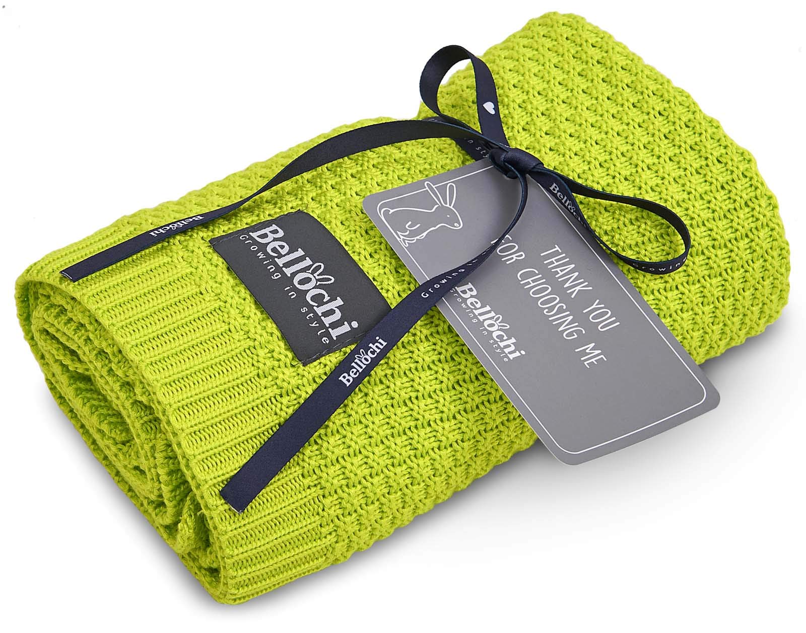 Bellochi Premium Manta de Bambu para Bebe - Acogedor Mantita para Chica o Chico - Suave Aireado Verano Manta Bebe Recien Nacido - Hecha a Mano - 100x80 cm - Lime
