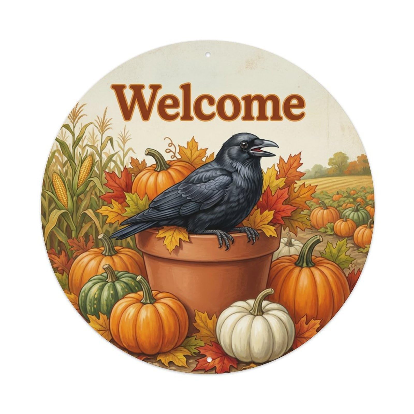 Welcome Crow Pumpkin Patch Metal Tin Sign