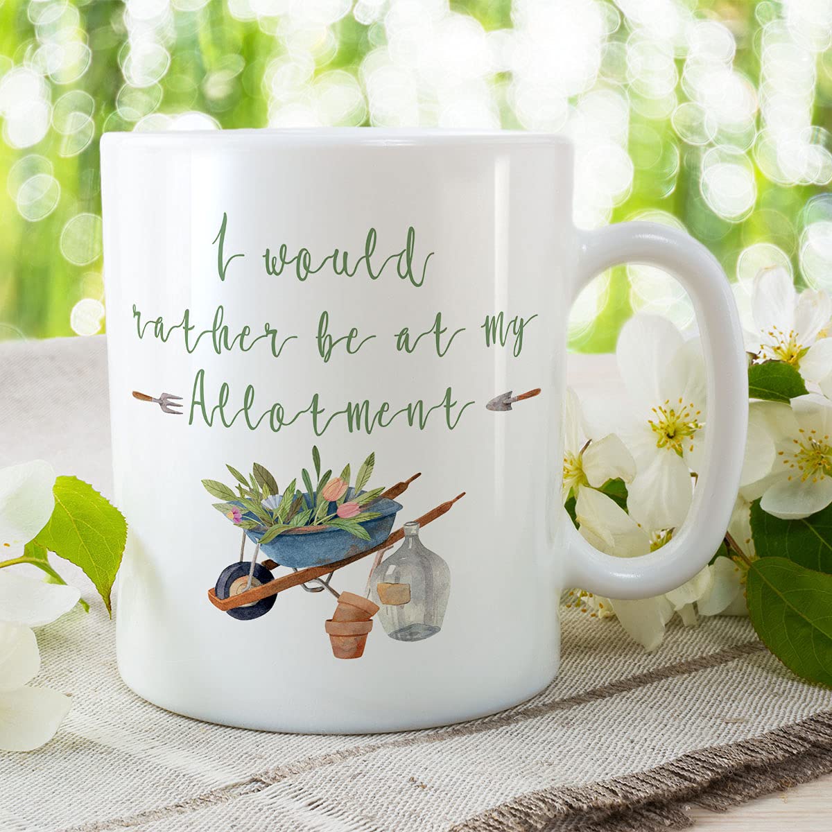 Tazza Victorian Print Con Scritta 'I Would Rather Be At My Allotment', 325 Ml, Regalo Per Giardinieri, Lavabile In Lavastoviglie